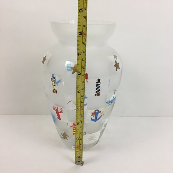 VTG Lenox Lighthouse Splendor Glass Vase Nautical Hand Painted Signed PKP - Picture 8 of 8